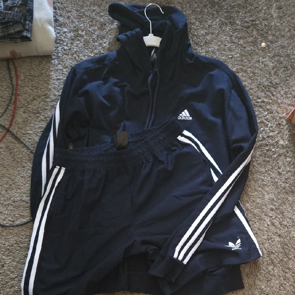 Adidas Dark Blue Tracksuit with White Accents